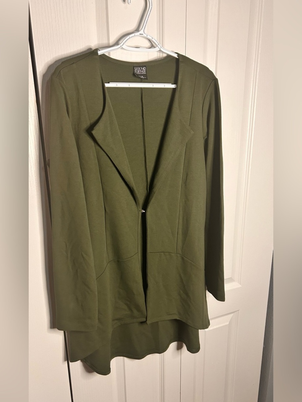 Fruit Of The Loom "Seek No Further" Women's Ponte Green Cardigan Size Large - Picture 2 of 6